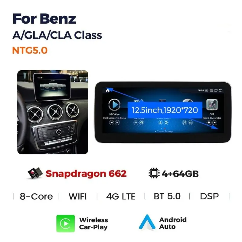 Штатная магнитола Ams Mercedes BENZ A-Class NTG5.0 2015-2020 4+64Gb 12.3