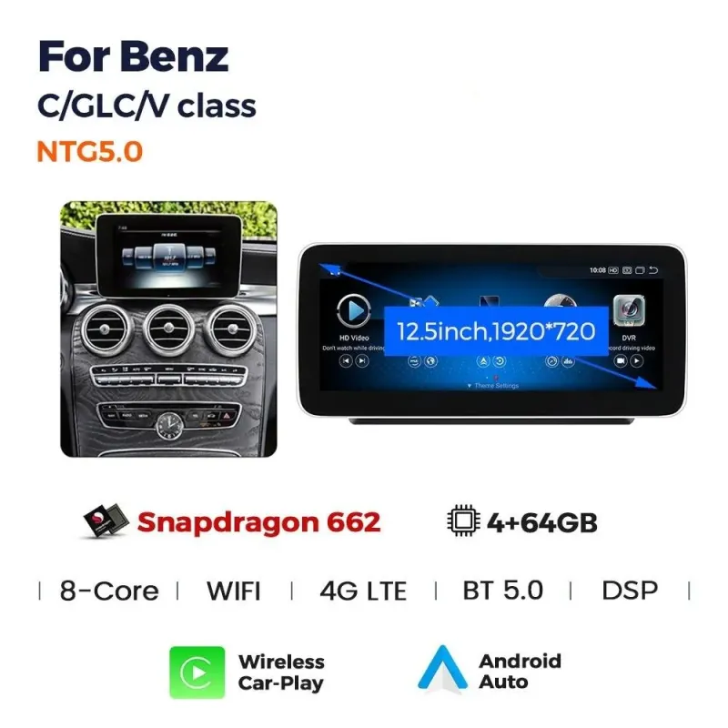 Штатная магнитола Ams Mercedes BENZ C-Class W204 NTG5.0 2014-2018 4+64Gb 12.3