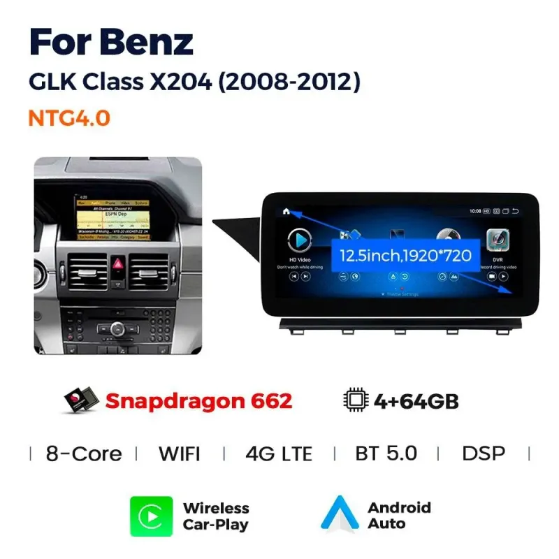 Штатная магнитола Ams Mercedes BENZ GLK X204 NTG4.5 2013-2015 4+64Gb 12.3