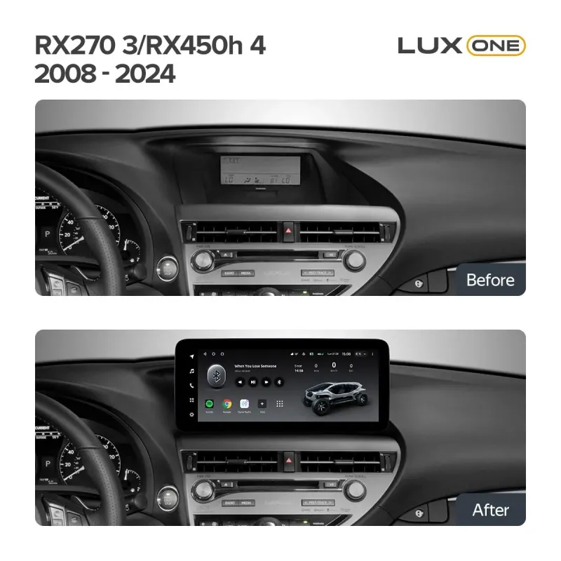 Штатная магнитола Teyes LUX ONE 6+128 Gb Lexus RX270 3 RX450h 3 AL10 2008-2015 RX450h 4 AL20 (C1) 2015-2024 12.3