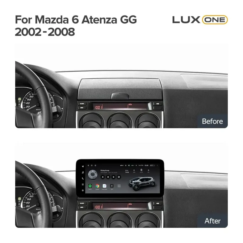 Штатная магнитола Teyes LUX ONE 6+128 Gb Mazda 6 Atenza GG (YJ) 2002-2008 12.3