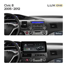 Штатная магнитола с круговым обзором Teyes CC3 6+128 Gb 360 Honda Civic 8 FK FN FD 2005-2012 12.3