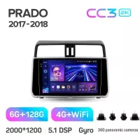 Штатная магнитола Teyes CC3 6+128 Gb с круговым обзором 360 Toyota Land Cruiser Prado 150 2018-2020 10