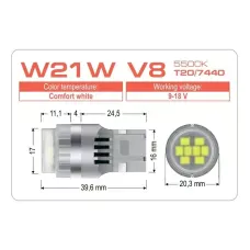 Светодиодная лампа Vision W21W V8 T20/7440 5500K