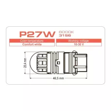 Светодиодная лампа Longlife P27W 3156 6000K