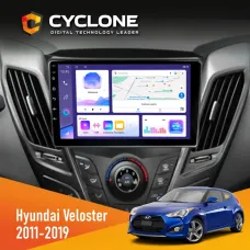 Штатна магнітола Hyundai Veloster 2011-2019 CYCLONE C9-011 4X64, DSP
