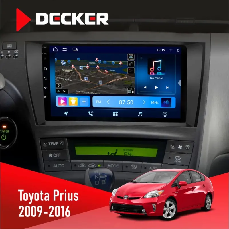 Штатна магнітола Toyota Prius 2009-2016 DECKER TS TS9-003 4X64, DSP 4G, 2K