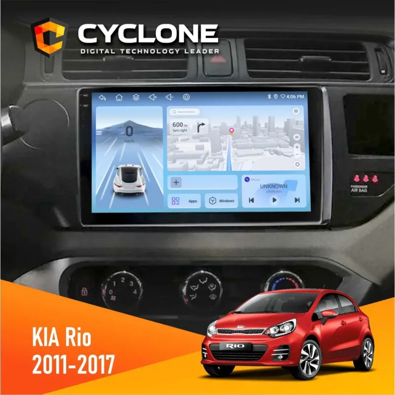 Штатна магнітола KIA Rio (QB) 2011-2017 CYCLONE C9-009 4X64, DSP, 4G, 2K