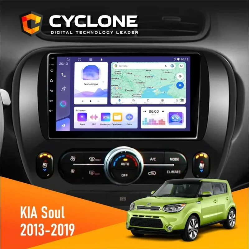 Штатна магнітола KIA Soul 2013-2019 CYCLONE C9-008 4X64, DSP