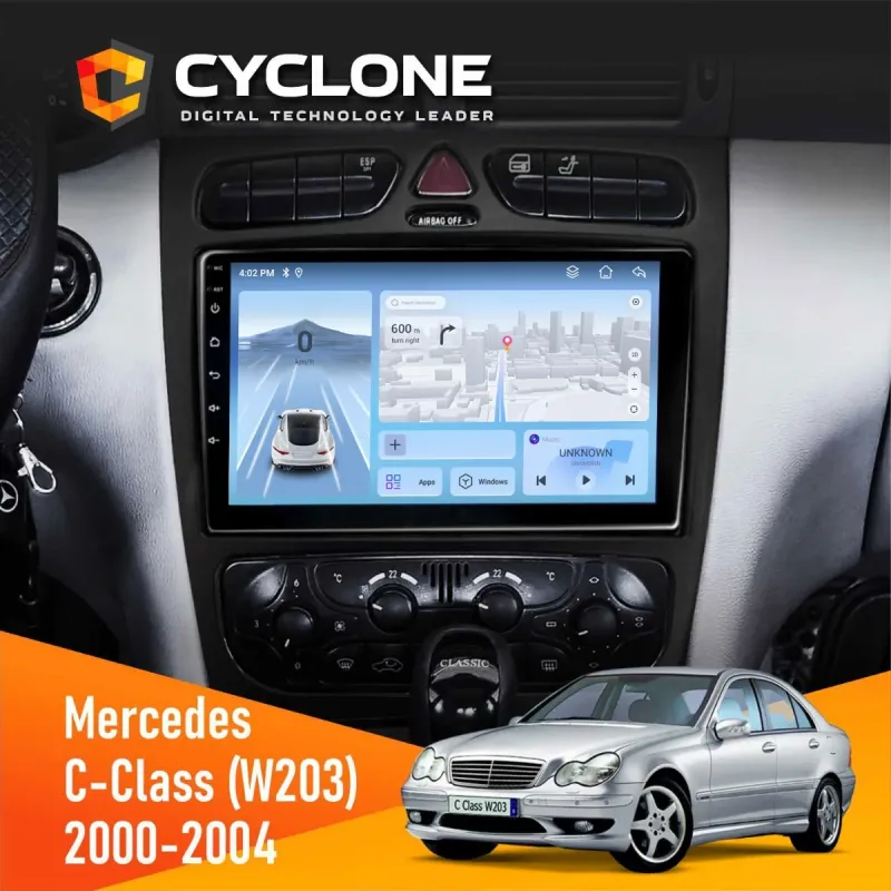 Штатна магнітола Mercedes-Benz C-Class (W203) 2000-2004 AMP CYCLONE C9-009 4X64, DSP, 4G, 2K