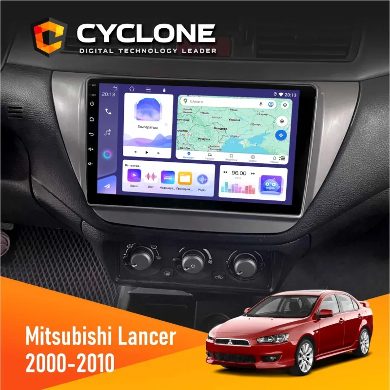 Штатна магнітола Mitsubishi Lancer 9 2000-2010 Black CYCLONE C9-008 4X64, DSP