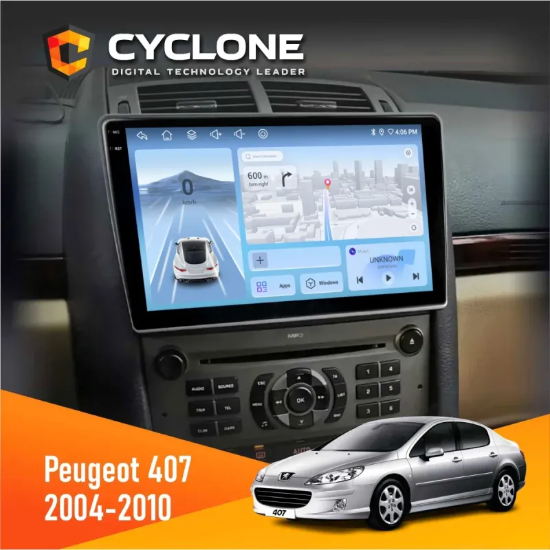 Штатна магнітола Peugeot 407 2004-2010 CYCLONE C9-009 4X64, DSP, 4G, 2K