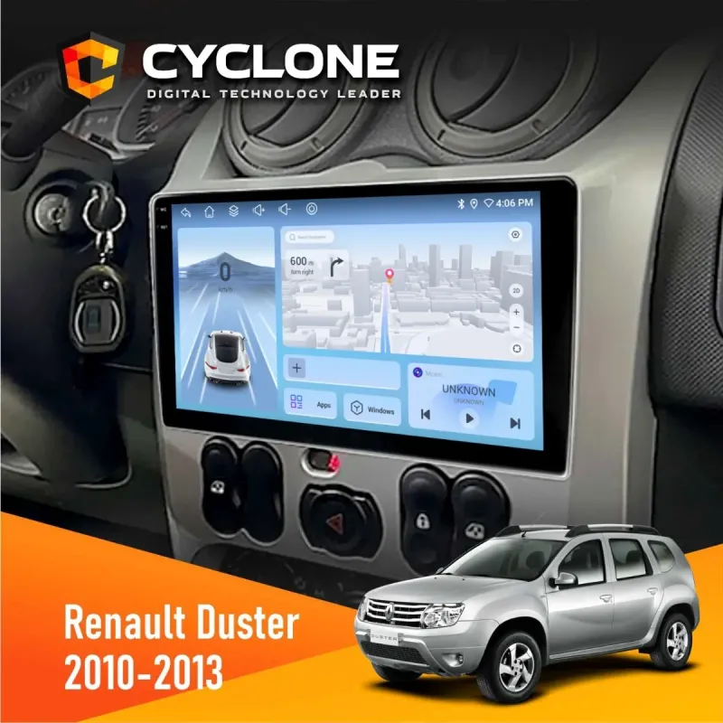 Штатна магнітола Renault Duster 2010-2013 CYCLONE C9-009 4X64, DSP, 4G, 2K