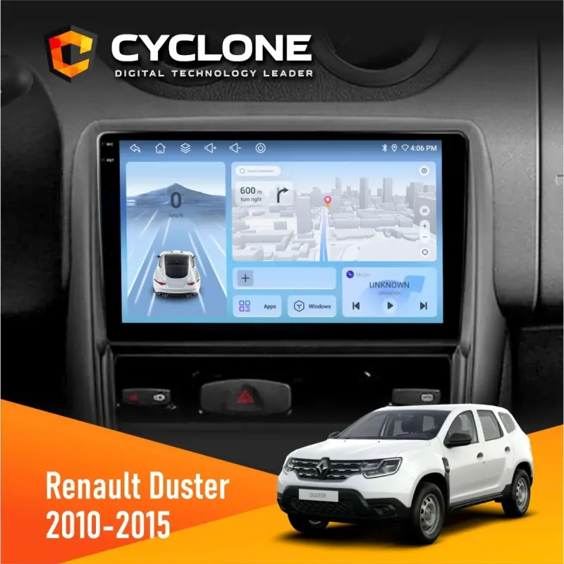 Штатна магнітола Renault Duster 2010-2015 CYCLONE C9-009 4X64, DSP, 4G, 2K