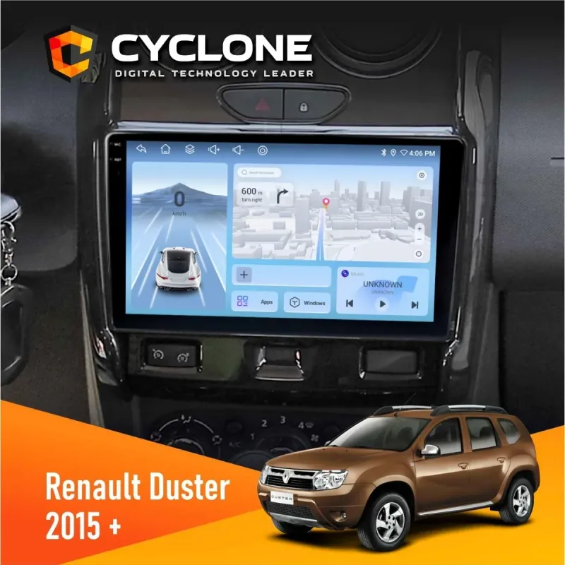 Штатна магнітола Renault Duster 2015+ CYCLONE C9-009 4X64, DSP, 4G, 2K