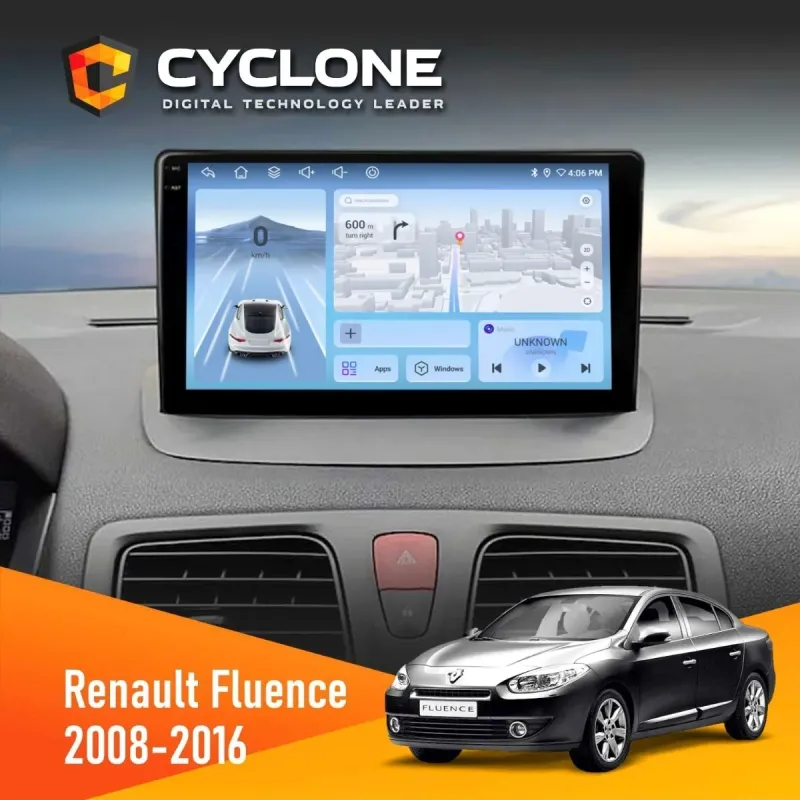 Штатна магнітола Renault Fluence 2009-2017 CYCLONE C9-009 4X64, DSP, 4G, 2K