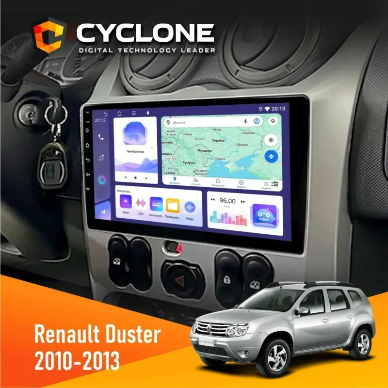 Штатна магнітола Renault Duster 2010-2013 CYCLONE C9-008 4X64, DSP