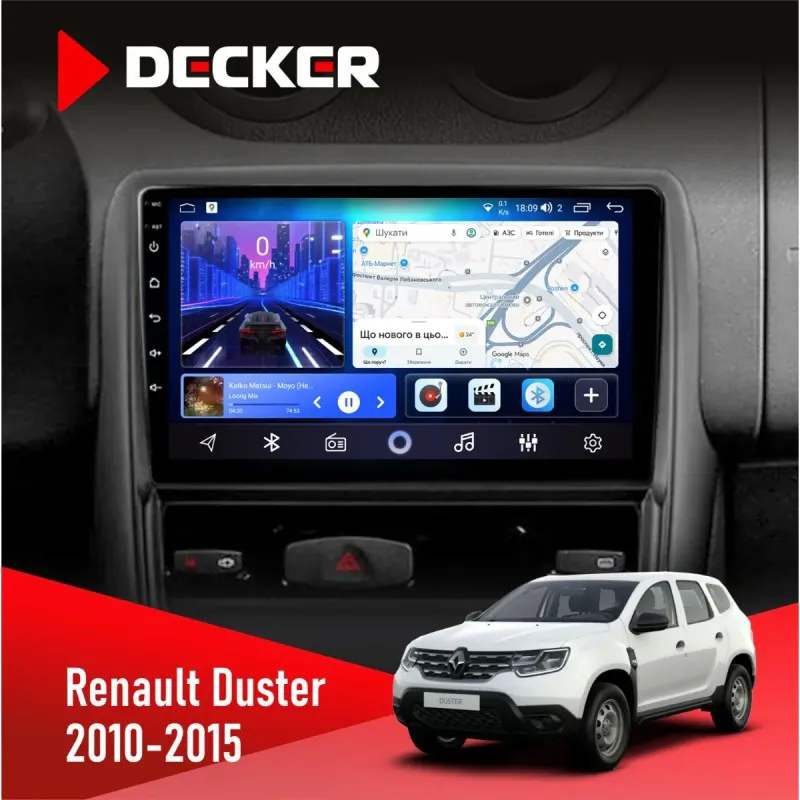 Штатна магнітола Renault Duster 2010-2015 DECKER D9-001 4X64, DSP