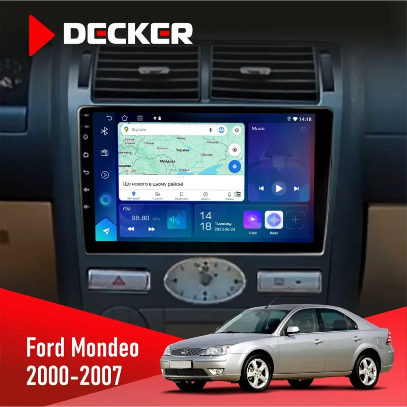 Штатна магнітола Ford Mondeo 2000-2007 Climate DECKER D9-003 6X128, DSP, 4G, 2K