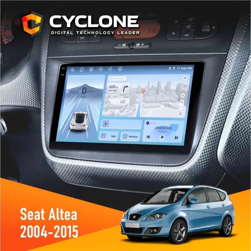 Штатна магнітола Seat Altea 2004-2015 CYCLONE C9-009 4X64, DSP, 4G, 2K