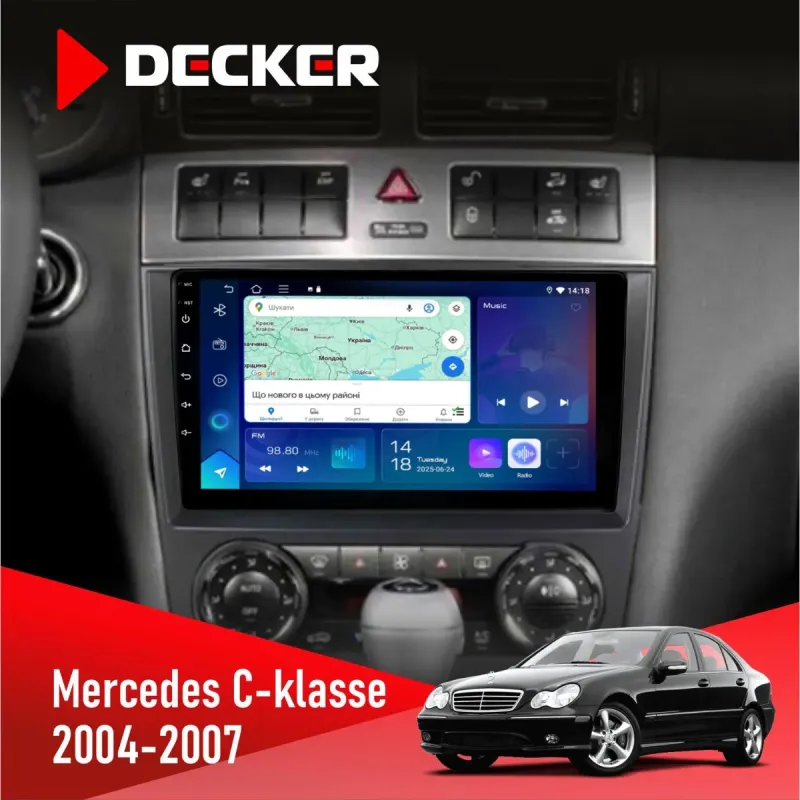 Штатна магнітола Mercedes-Benz C-Class (W203) 2004-2007 DECKER D9-003 6X128, DSP, 4G, 2K
