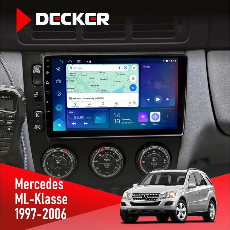 Штатна магнітола Mercedes-Benz ML-Class (W163) 1997-2006 AMP DECKER D9-003 6X128, DSP, 4G, 2K