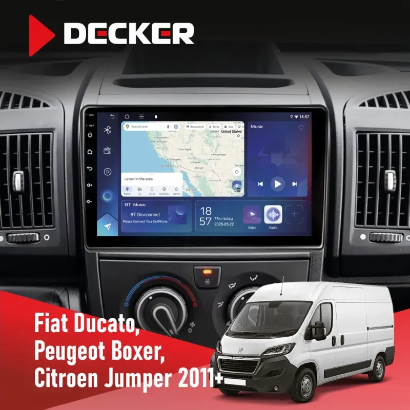 Штатна магнітола Peugeot Boxer 2011+ DECKER D9-003 6X128, DSP, 4G, 2K