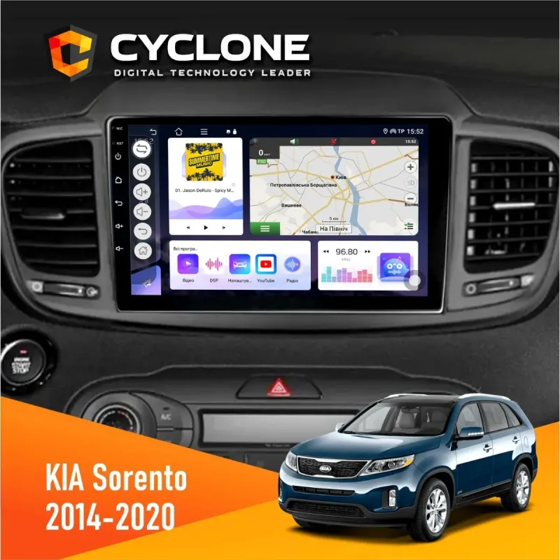 Штатна магнітола KIA Sorento 2014-2020 CYCLONE C10-004 4X64, DSP, 2K