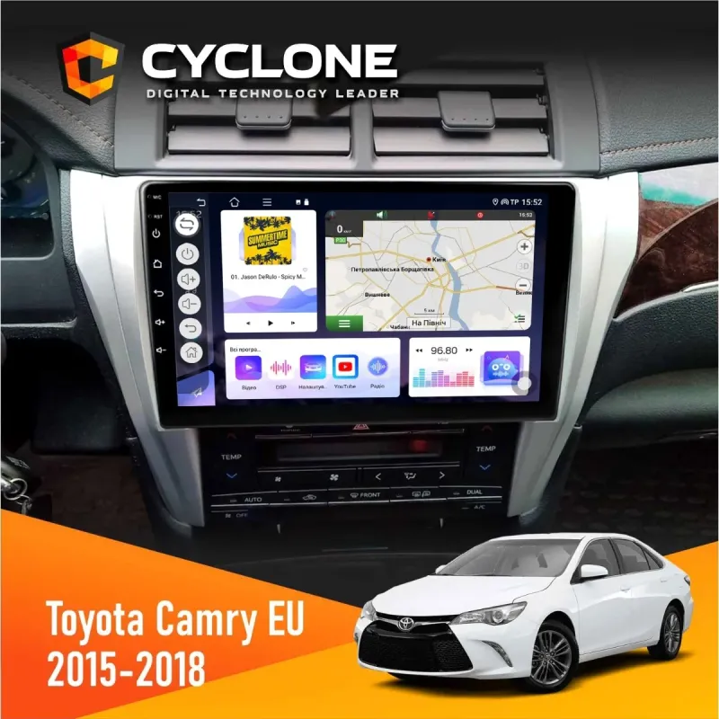 Штатна магнітола Toyota Camry 2015-2018 CYCLONE C10-004 4X64, DSP, 2K