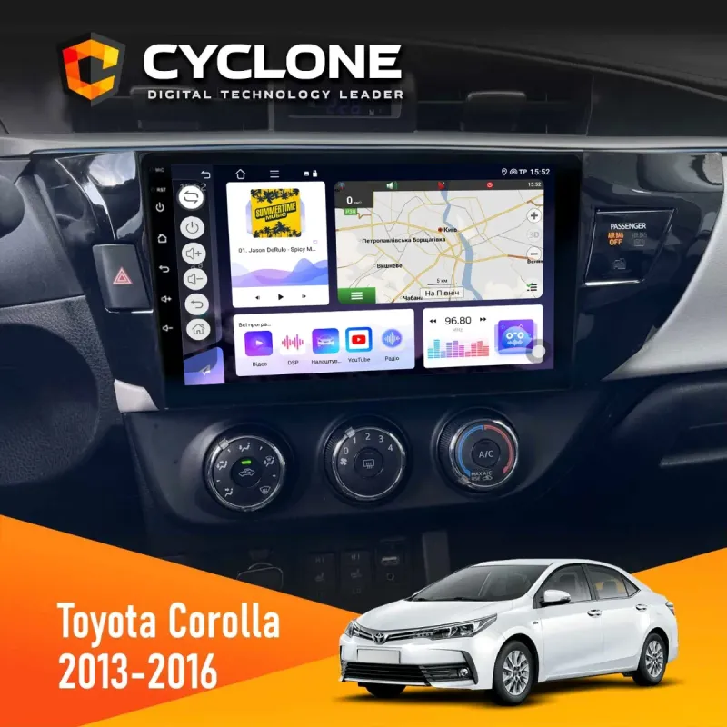 Штатна магнітола Toyota Corolla 2013-2016 CYCLONE C10-004 4X64, DSP, 2K