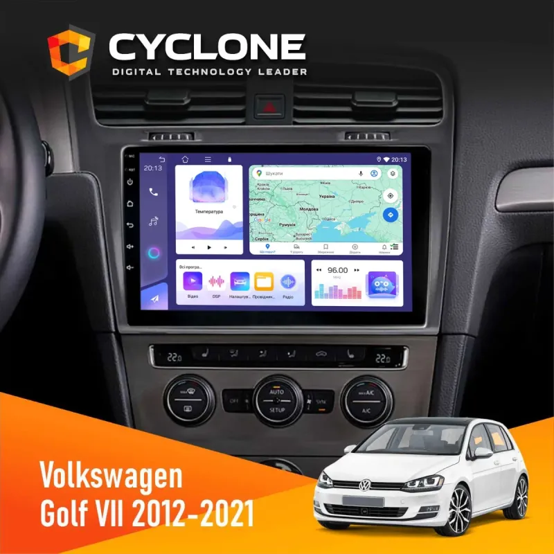 Штатна магнітола Volkswagen Golf 2012-2021 Silver CYCLONE C10-004 4X64, DSP, 2K