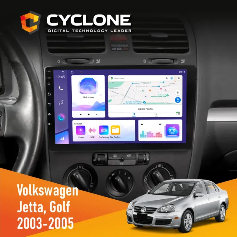 Штатна магнітола Volkswagen Golf 2003-2008 CYCLONE C10-004 4X64, DSP, 2K