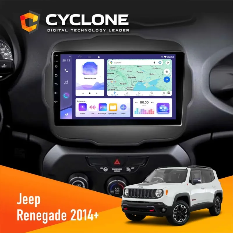 Штатна магнітола Jeep Renegate 2014+ CYCLONE C9-011 4X64, DSP