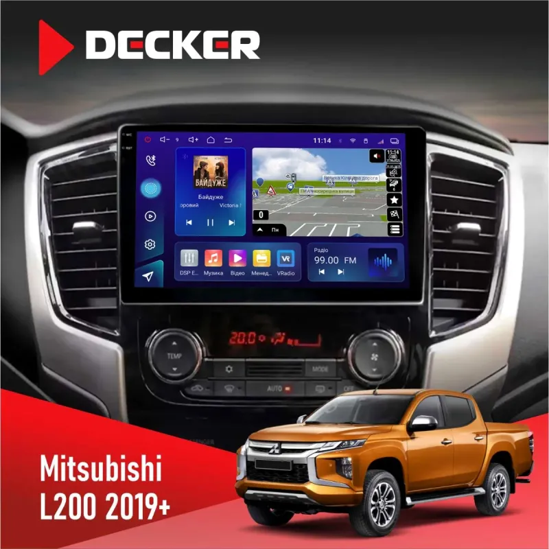 Штатна магнітола Mitsubishi L200 2019+ DECKER D9-005 4X64, DSP, 360, 4G, 2K