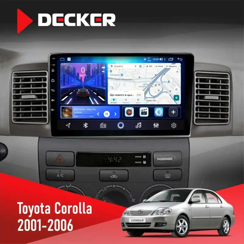 Штатна магнітола Toyota Corolla 2001-2006 DECKER D9-001 4X64, DSP