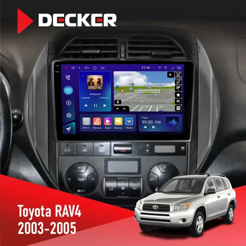 Штатна магнітола Toyota RAV4 2003-2005 DECKER D9-005 4X64, DSP, 360, 4G, 2K