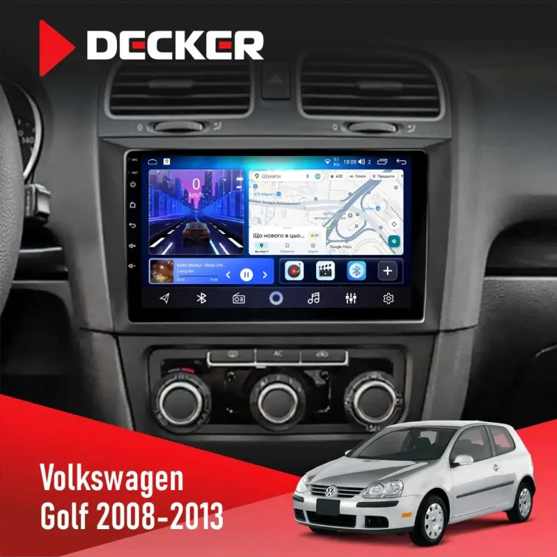 Штатна магнітола Volkswagen Golf 2008-2013 DECKER D9-001 4X64, DSP