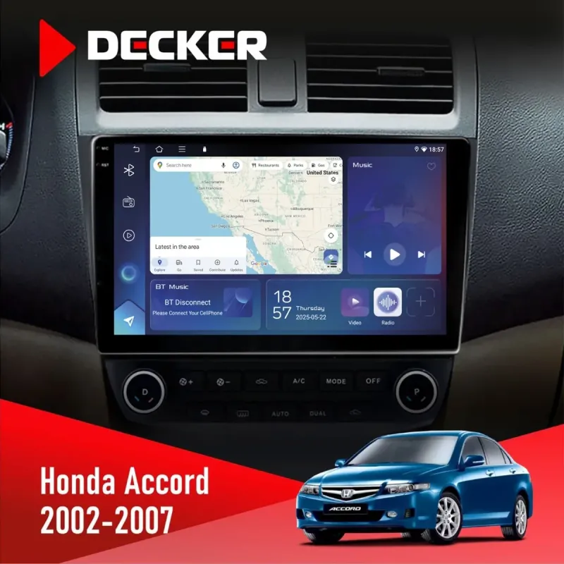 Штатна магнітола Honda Accord 2002-2007 DECKER D10-007 4X64, DSP, 360, 4G