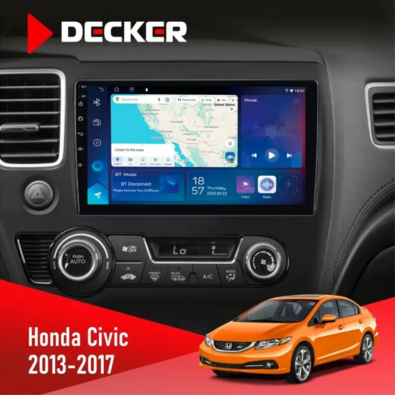 Штатна магнітола Honda Civic 2013-2017 DECKER D10-007 4X64, DSP, 360, 4G