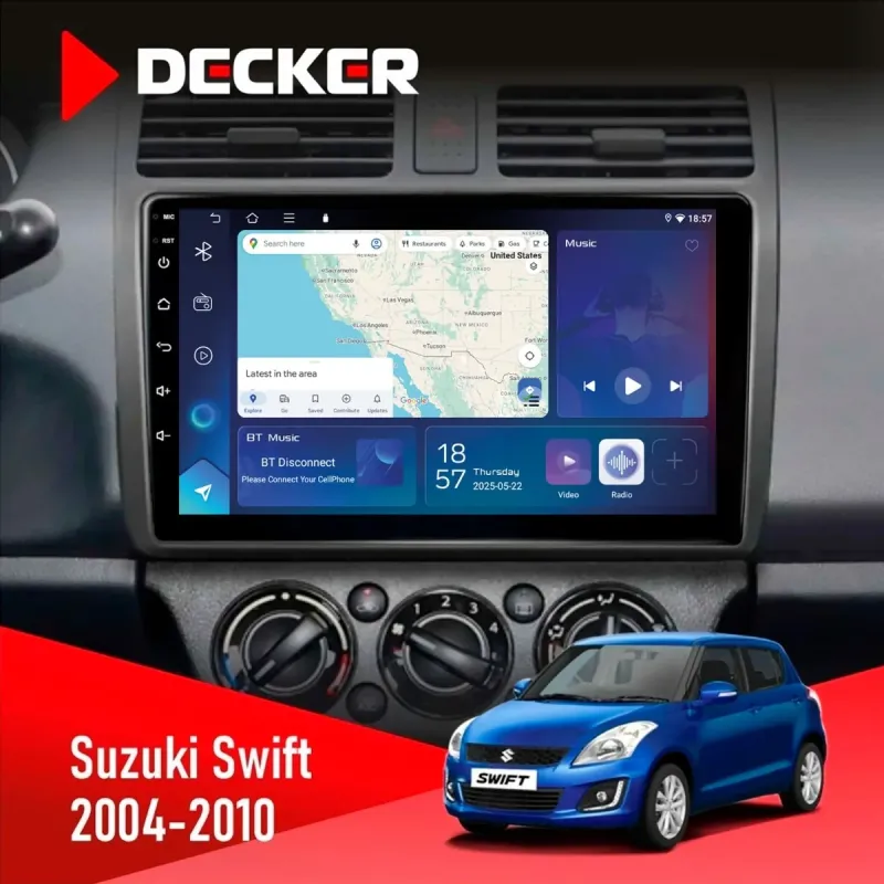 Штатна магнітола Suzuki Swift 2004-2010 DECKER D10-007 4X64, DSP, 360, 4G