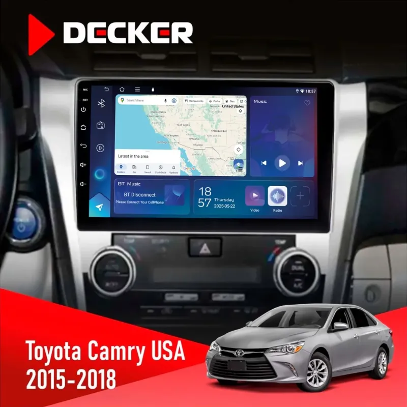 Штатна магнітола Toyota Camry 2015-2018 USA DECKER D10-007 4X64, DSP, 360, 4G