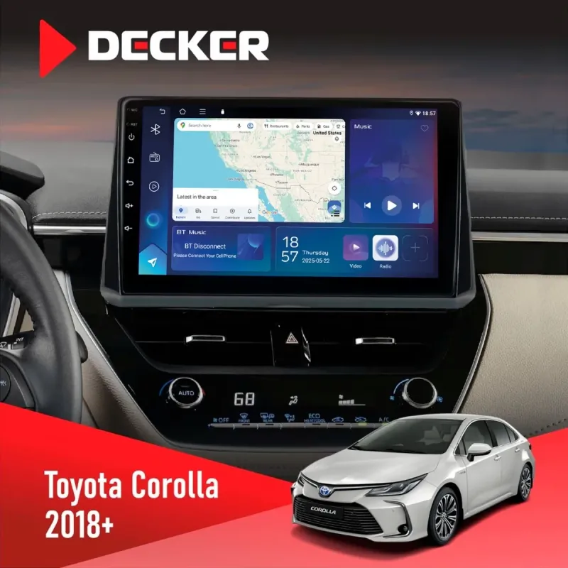 Штатна магнітола Toyota Corolla 2018+ DECKER D10-007 4X64, DSP, 360, 4G