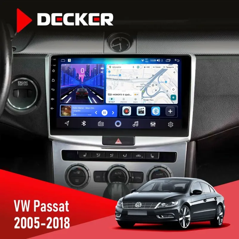 Штатна магнітола VW Passat (B6, B7) 2005-2014, CC 2012-2018 DECKER D10-006 4X64, 4G