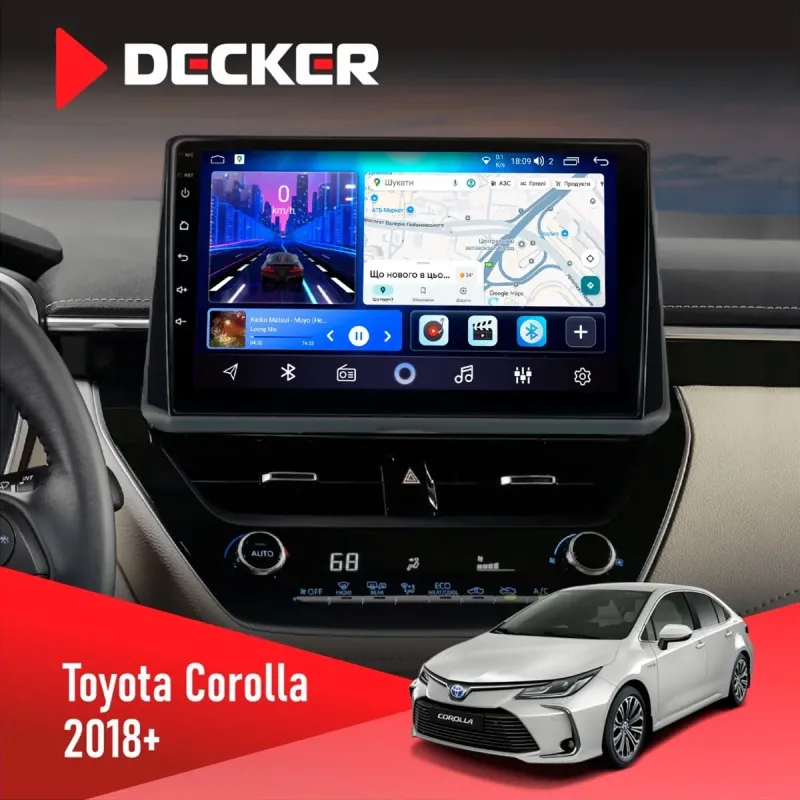 Штатна магнітола Toyota Corolla (E170) 2017-2019 DECKER D10-006 4X64, 4G