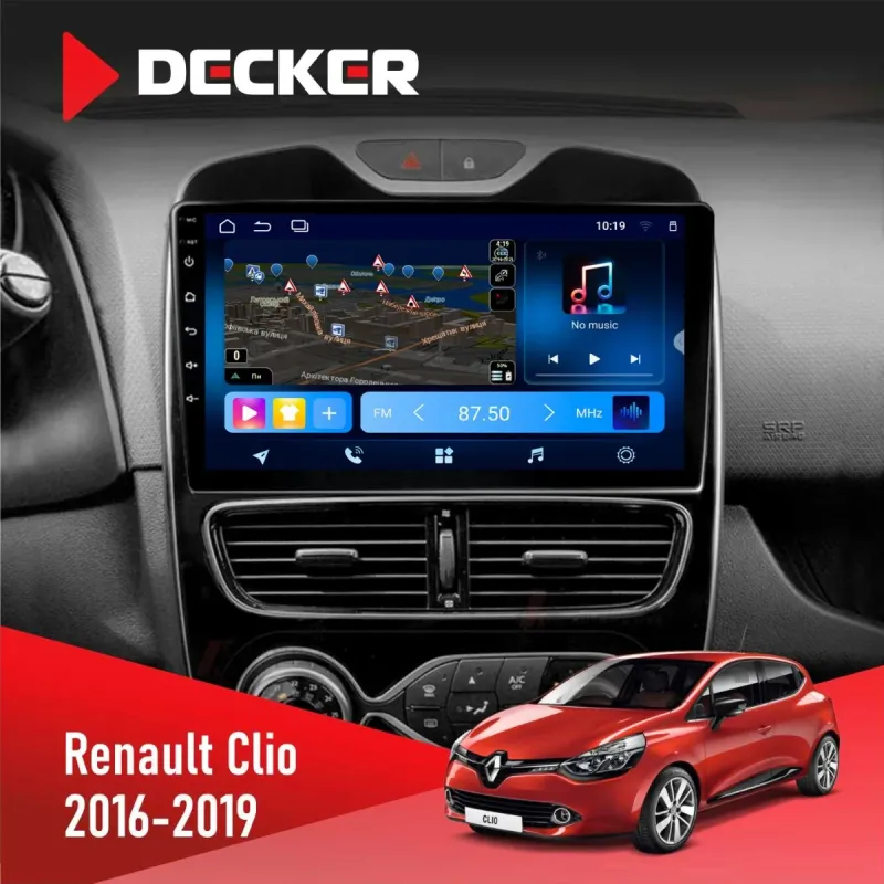 Штатна магнітола Renault Clio 2016-2019 DECKER TS TS10-003 4X64, DSP 4G, 2K