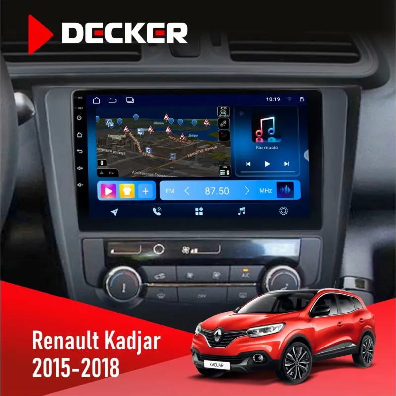 Штатна магнітола Renault Kadjar 2015-2018 DECKER TS TS9-003 4X64, DSP 4G, 2K