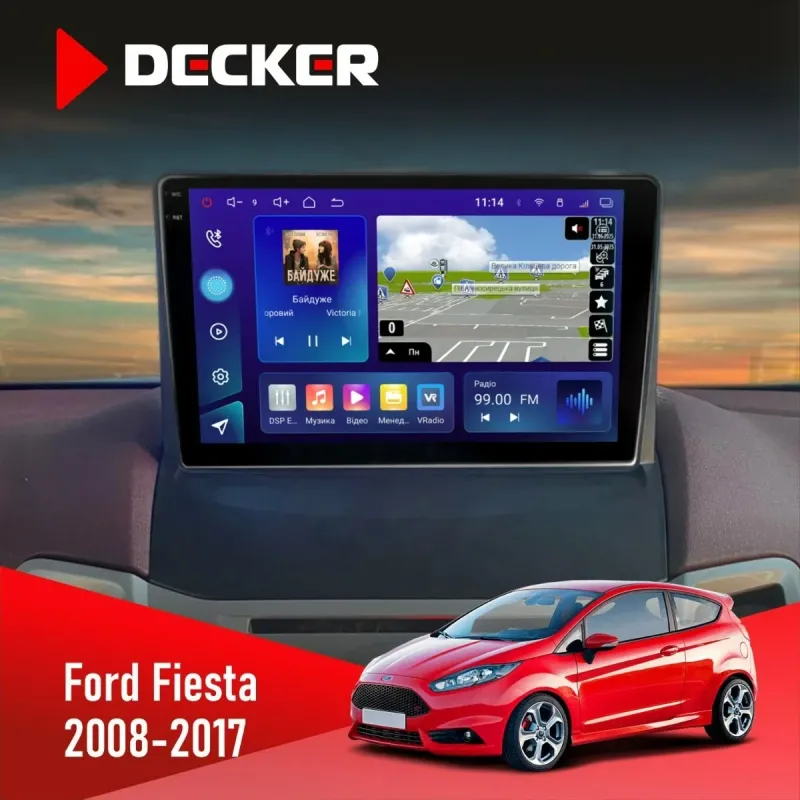 Штатна магнітола Ford Fiesta 2008-2017 DECKER D9-005 4X64, DSP, 360, 4G, 2K