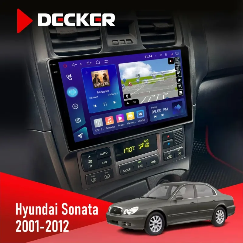Штатна магнітола Hyundai Sonata (EF) 2001-2012 DECKER D9-005 4X64, DSP, 360, 4G, 2K