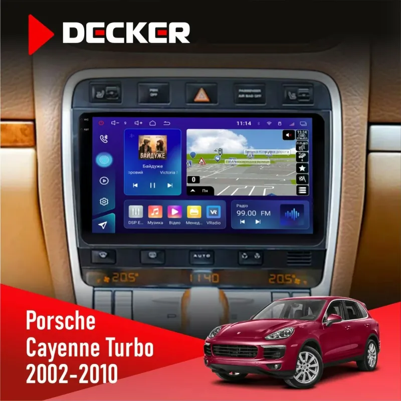 Штатна магнітола Porsche Cayenne Turbo 2002-2010 DECKER D9-005 4X64, DSP, 360, 4G, 2K