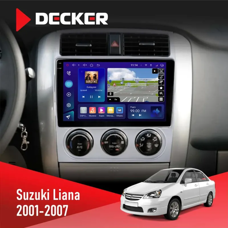 Штатна магнітола Suzuki Liana 2001-2007 DECKER D9-005 4X64, DSP, 360, 4G, 2K